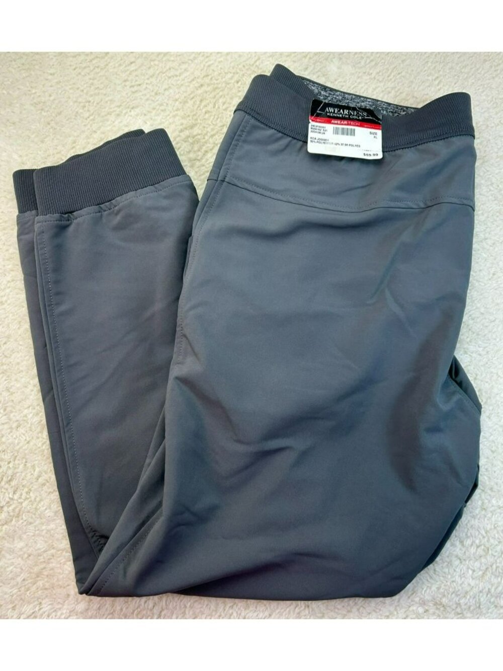 Kenneth Cole Awearness Mens KCA Joggers Gray XL Awear-Tech NWT